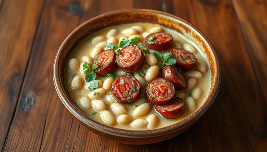 Andouille sausage and white beans