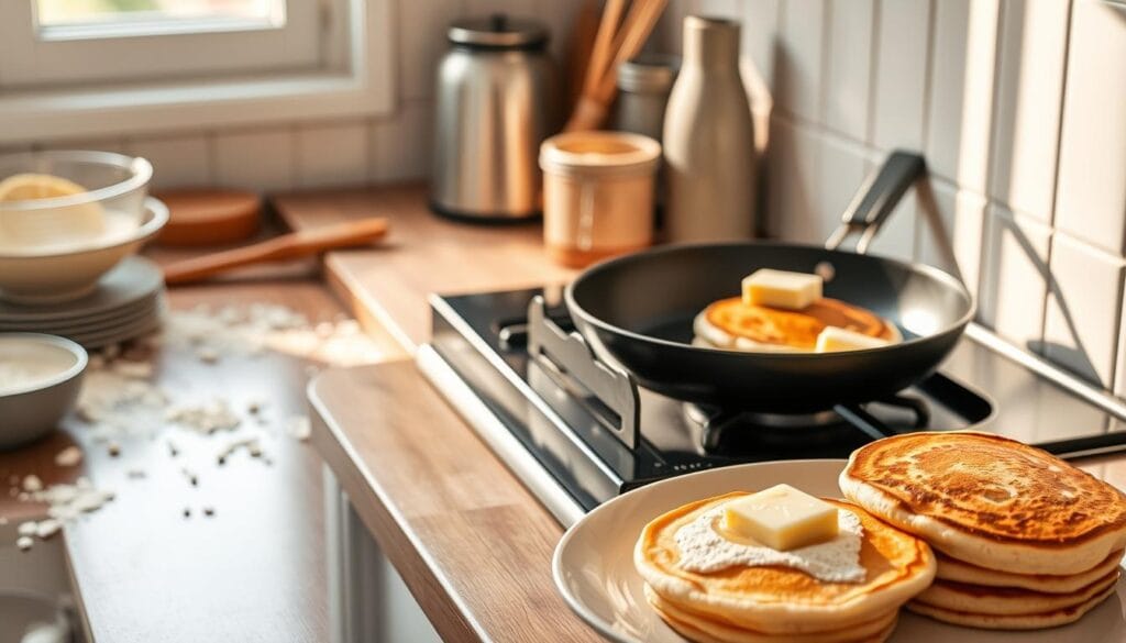 cooking pancakes